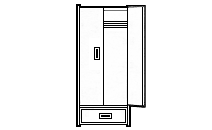 Woodcrest Double Door Wardrobe w\/1 Bottom Drawer, Interior Shelf & Clothes Rod, 42"W, 78"H
